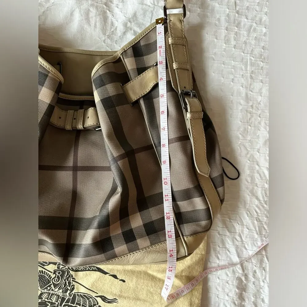 Burberry Smoked Check Medium Walden Belted Hobo Handbag